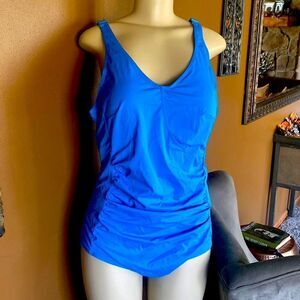 Plus Size Designer Swimwear lined one piece 20 Blue